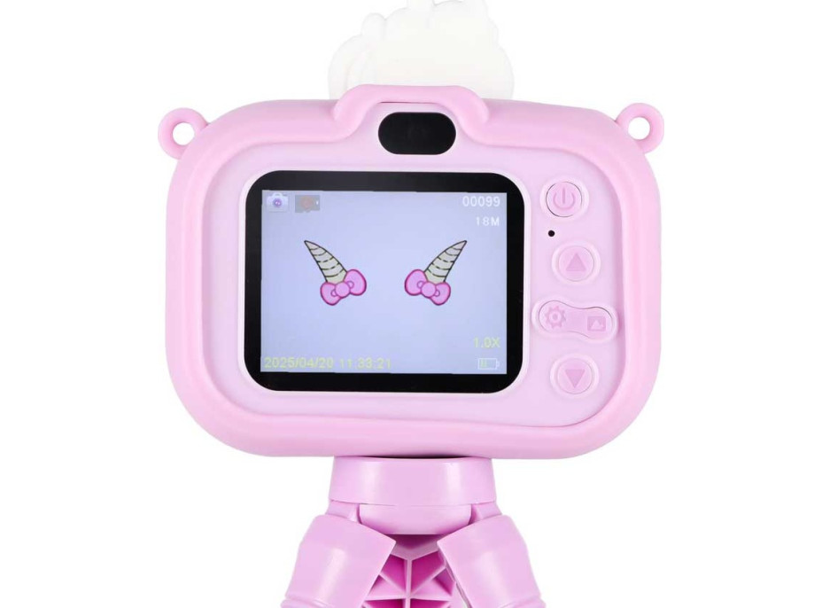 Detský digitálny fotoaparát na statíve Jednorožec - fialový