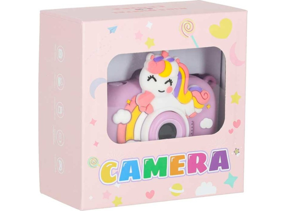 Detský digitálny fotoaparát na statíve Jednorožec - fialový