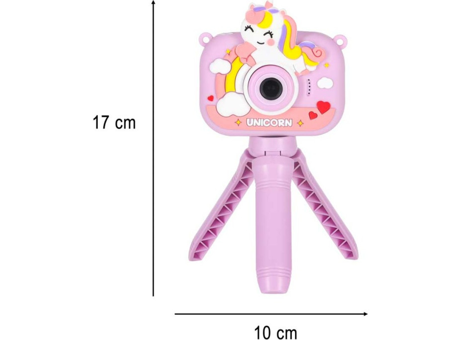 Detský digitálny fotoaparát na statíve Jednorožec - fialový