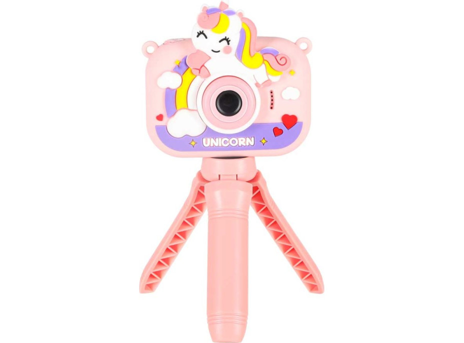 Detský digitálny fotoaparát na statíve Jednorožec - ružový