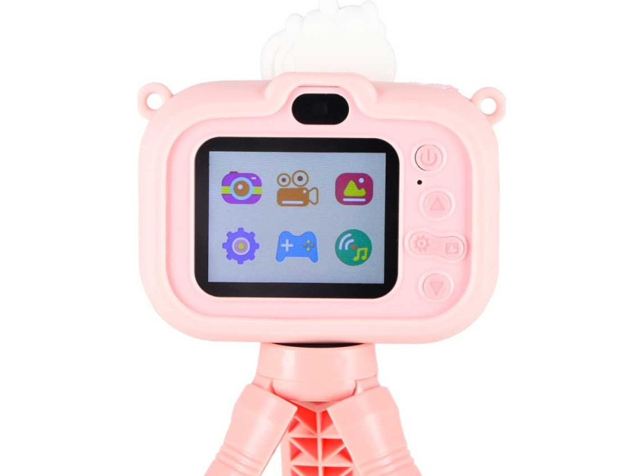 Detský digitálny fotoaparát na statíve Jednorožec - ružový