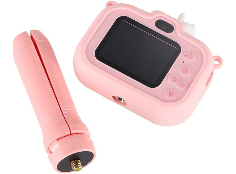 Detský digitálny fotoaparát na statíve Jednorožec - ružový