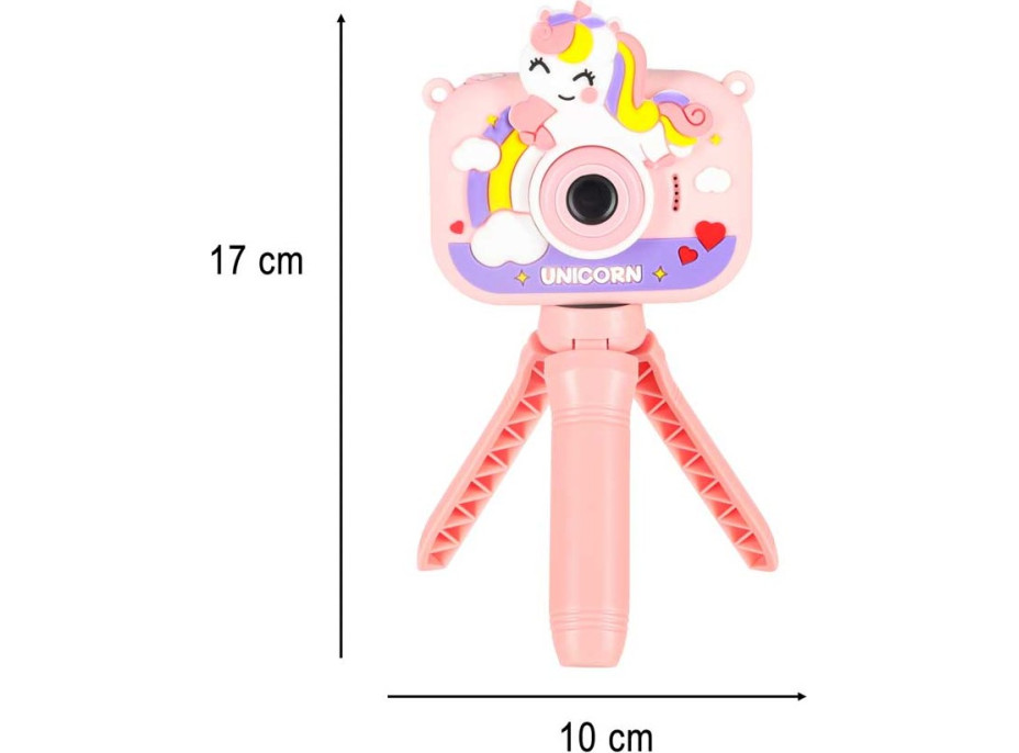 Detský digitálny fotoaparát na statíve Jednorožec - ružový