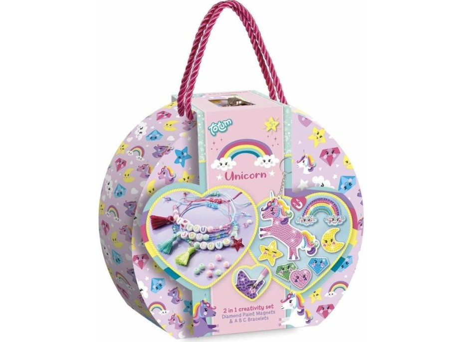 TOTUM Kreatívna sada 2v1 Unicorn diamantové maľovanie, výroba náramkov