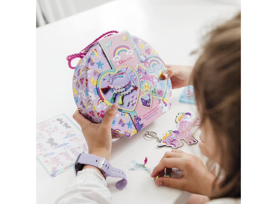 TOTUM Kreatívna sada 2v1 Unicorn diamantové maľovanie, výroba náramkov