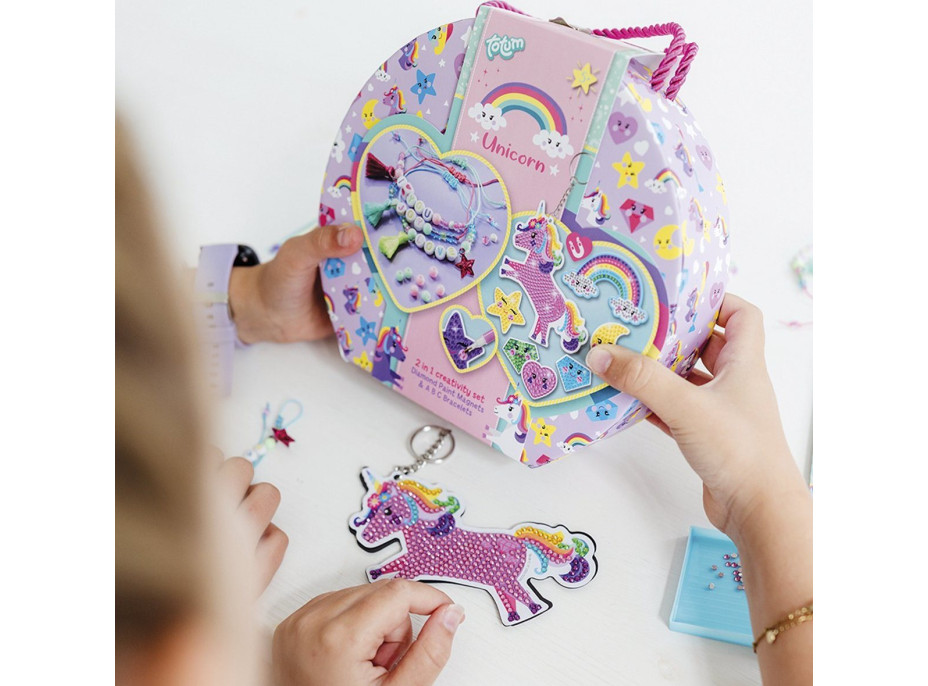 TOTUM Kreatívna sada 2v1 Unicorn diamantové maľovanie, výroba náramkov