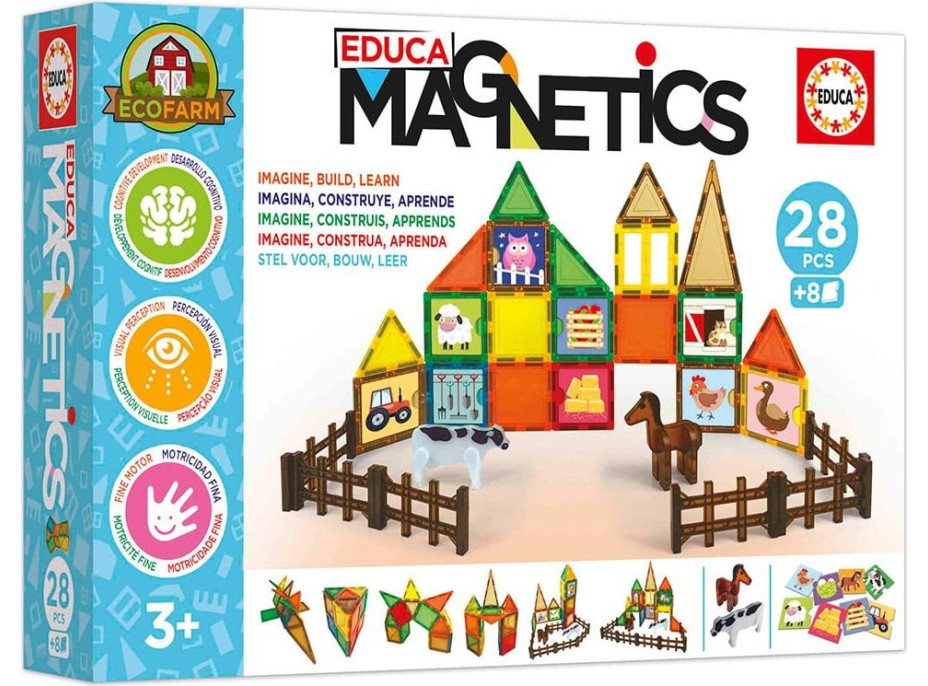 EDUCA Magnetická stavebnica Magnetics EKO Farma 28 vďaky