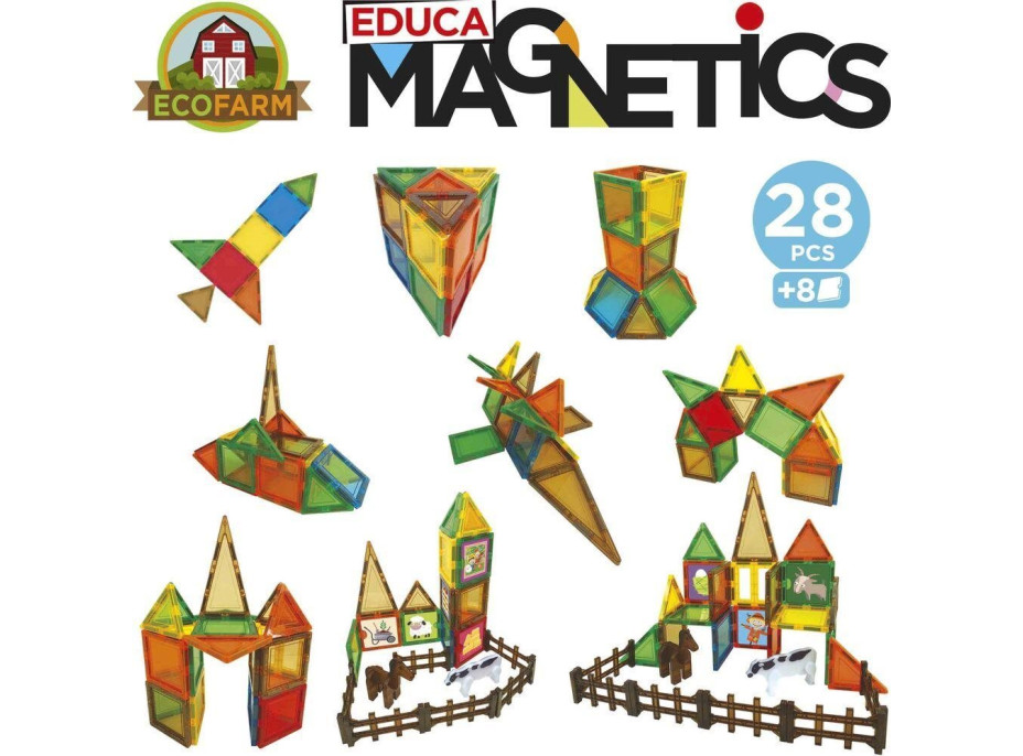 EDUCA Magnetická stavebnica Magnetics EKO Farma 28 vďaky