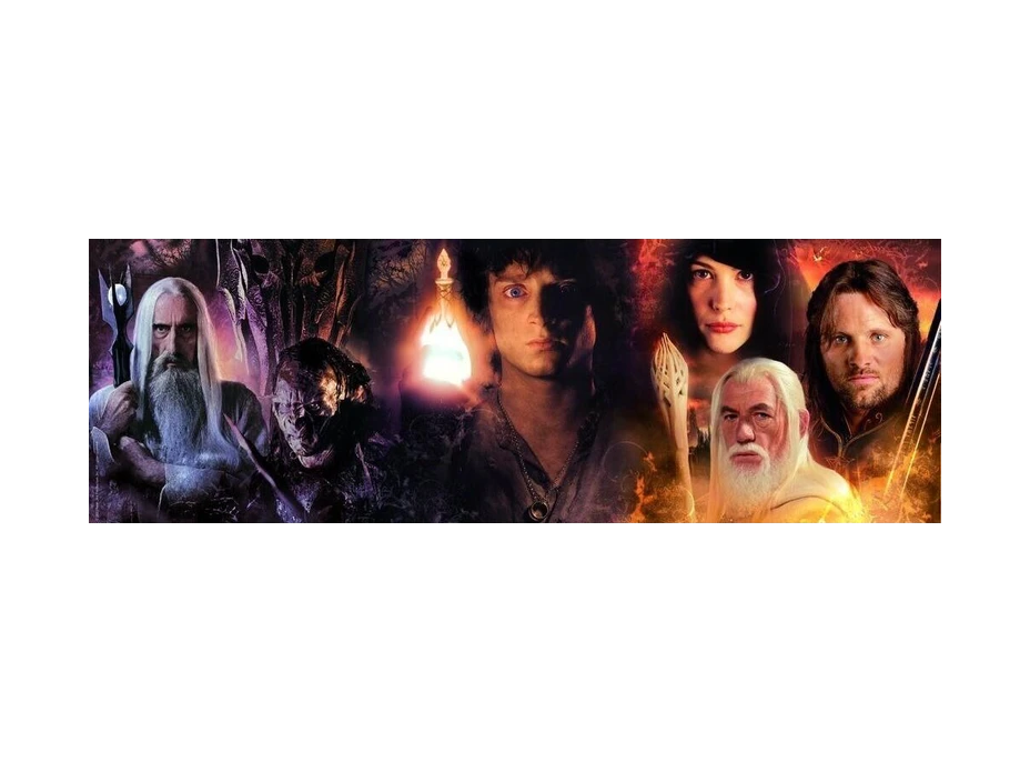 CLEMENTONI Panoramatické puzzle Pán prsteňov: Hrdinovia Stredozeme 1000 dielikov