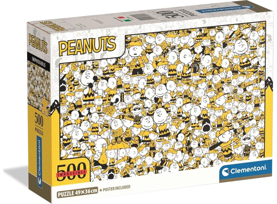 CLEMENTONI Puzzle Impossible: Peanuts 500 dielikov