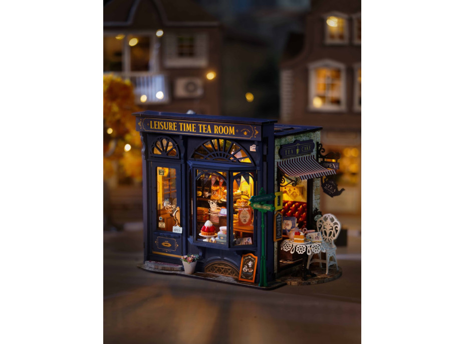 ROBOTIME Rolife DIY 3D drevené puzzle Pohodová čajovňa s LED osvetlením