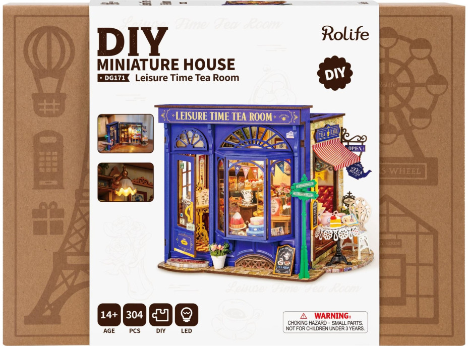 ROBOTIME Rolife DIY 3D drevené puzzle Pohodová čajovňa s LED osvetlením