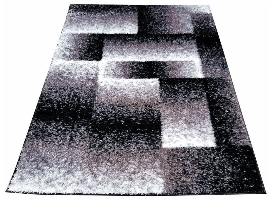 Kusový koberec SHAGGY TOP - tetris - sivý