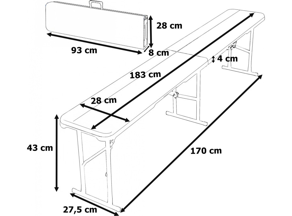 Set cateringového nábytku WOODLAND - stôl 180 cm + 2 lavice - hnedý