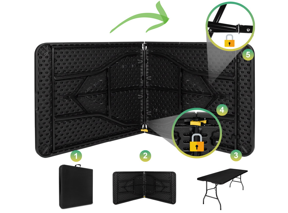 Cateringový stôl BALI BLACK 180 cm - čierny