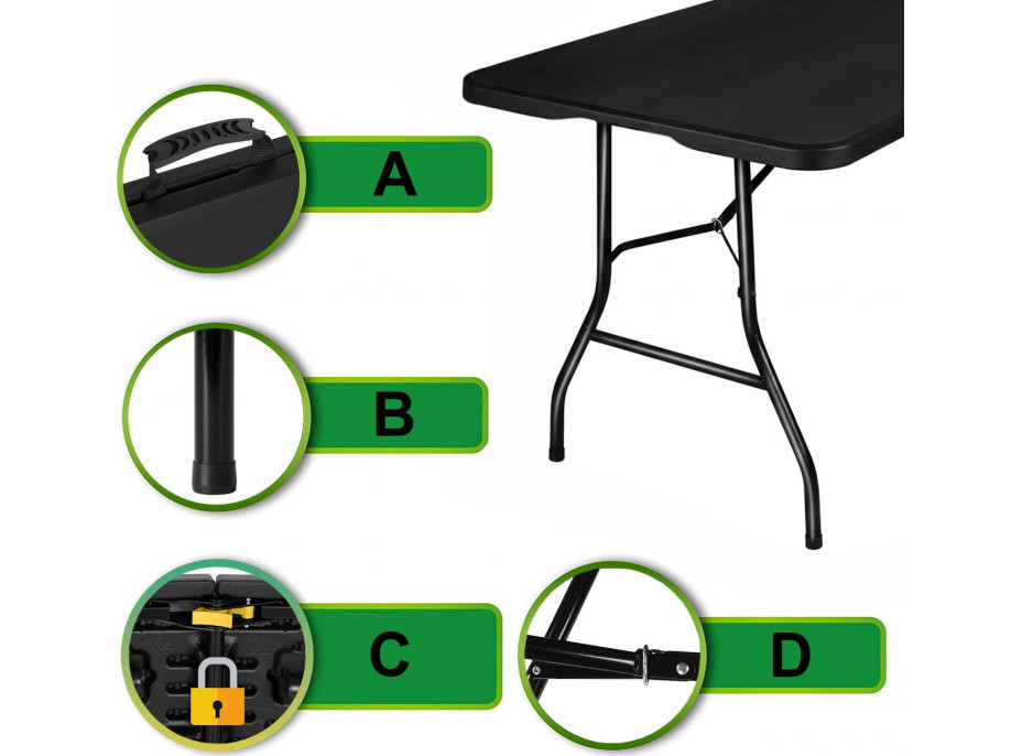 Cateringový stôl BALI BLACK 180 cm - čierny