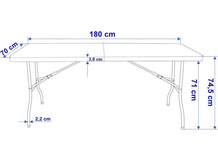 Cateringový stôl BALI BLACK 180 cm - čierny