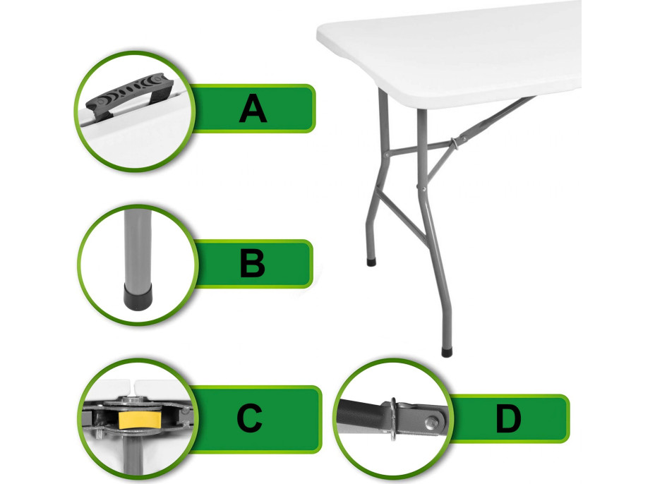 Cateringový stôl BUFET WHITE 200x90 cm - biely