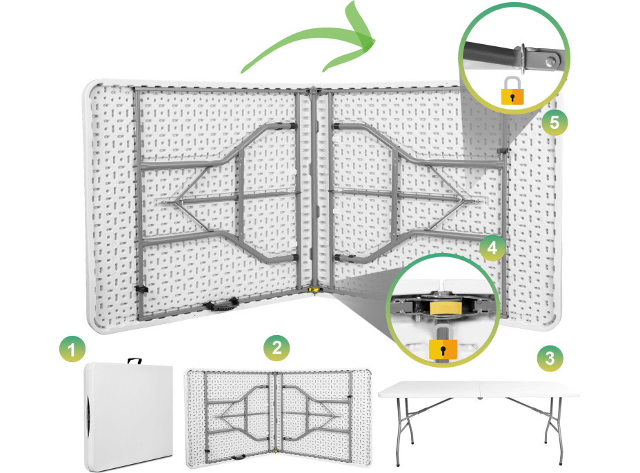Cateringový stôl BUFET WHITE 200x90 cm - biely