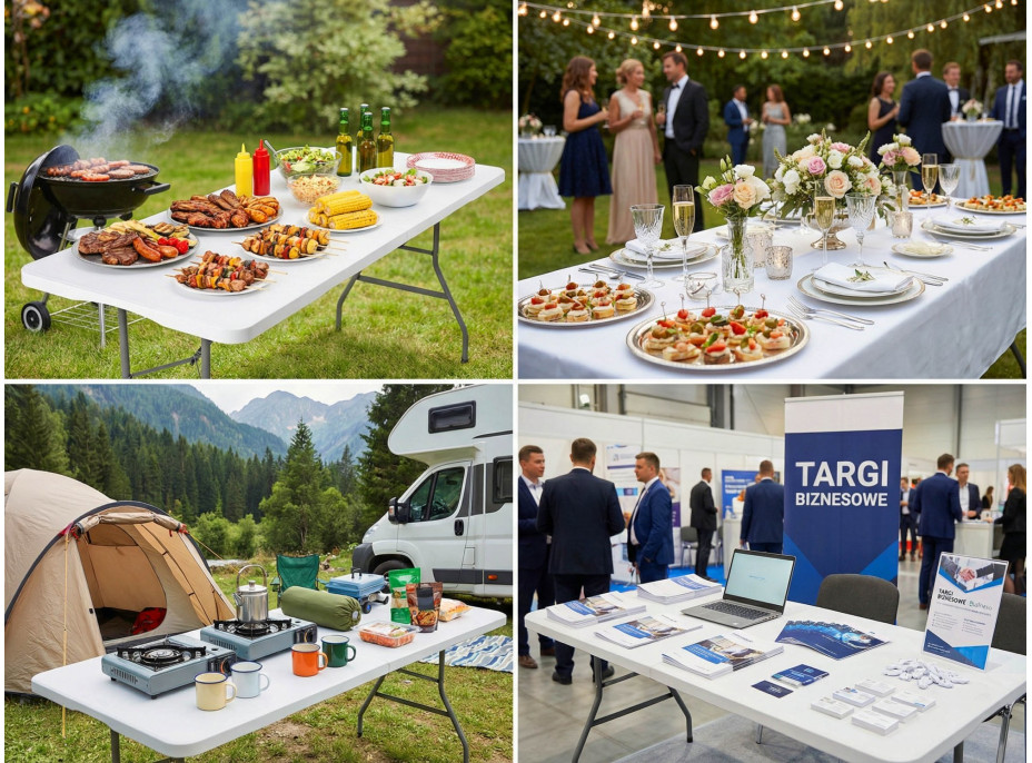 Cateringový stôl BUFET WHITE 200x90 cm - biely