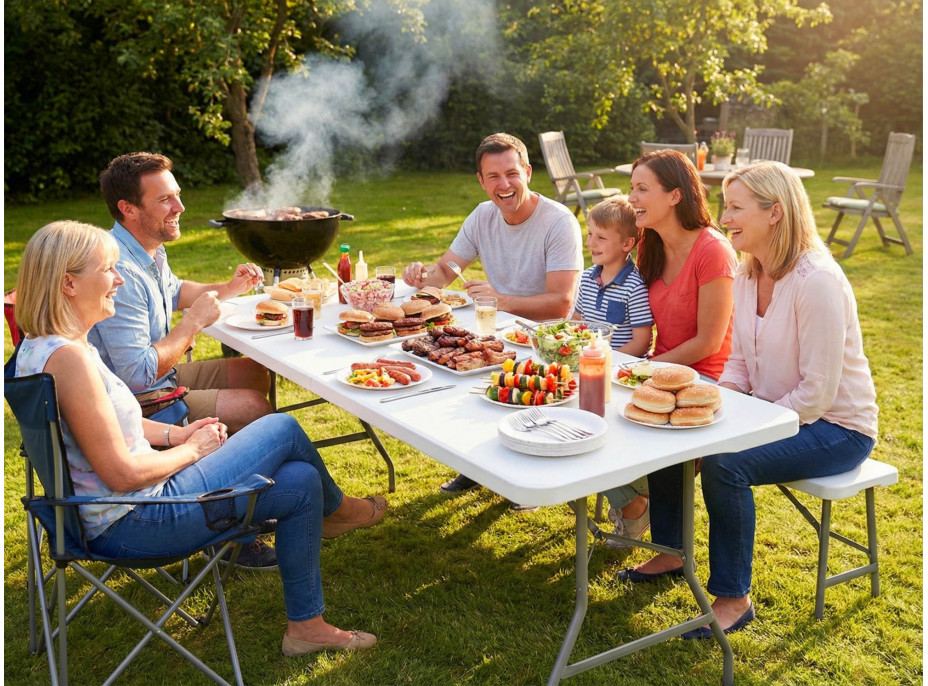 Cateringový stôl BUFET WHITE 200x90 cm - biely