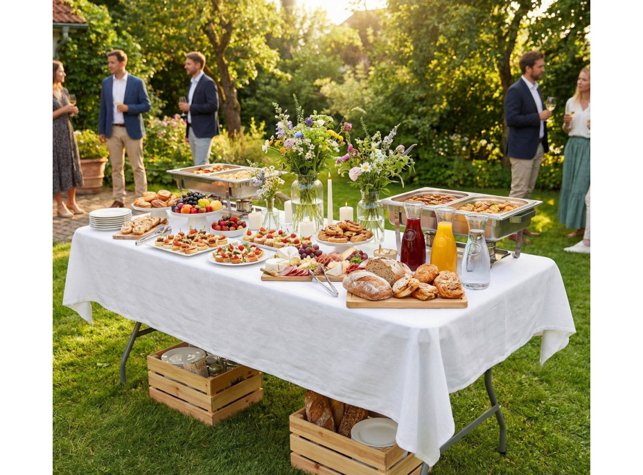 Cateringový stôl BUFET WHITE 200x90 cm - biely