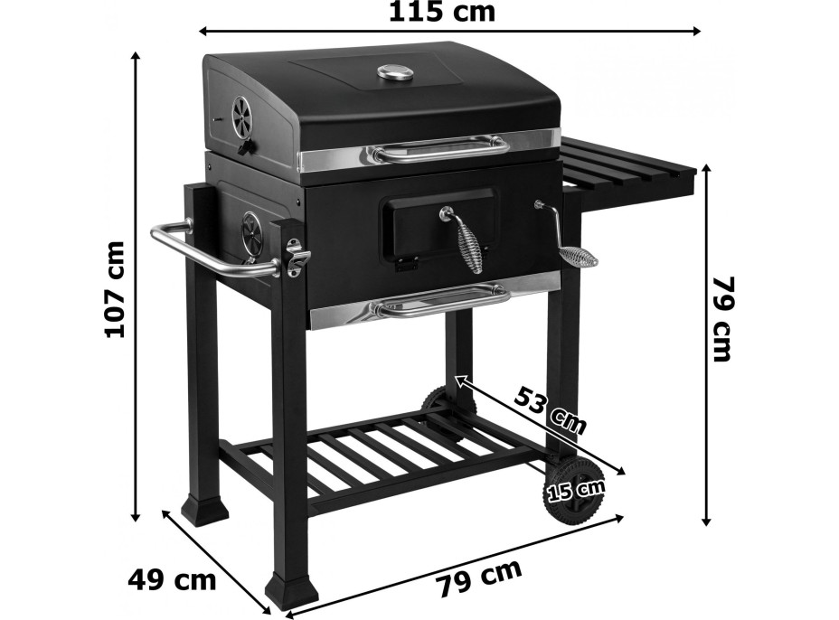 Gril na drevené uhlie VULCAN s liatinovým roštom