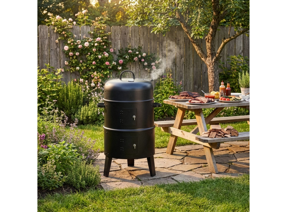 Gril na drevené uhlie s udiarňou FUMARO