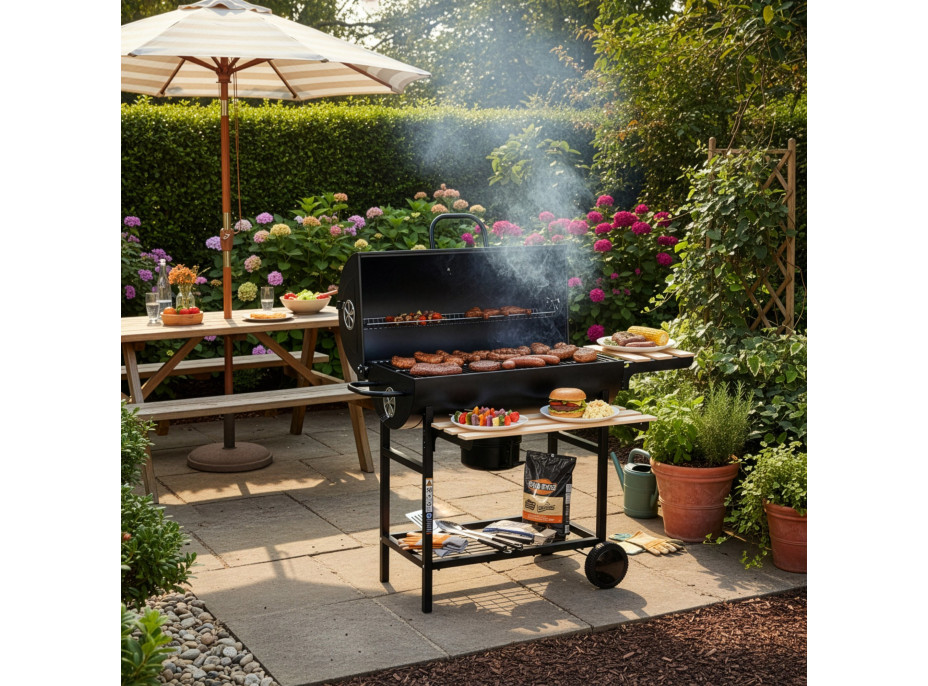 Záhradný gril na drevené uhlie BAREL WOOD s 2 roštami