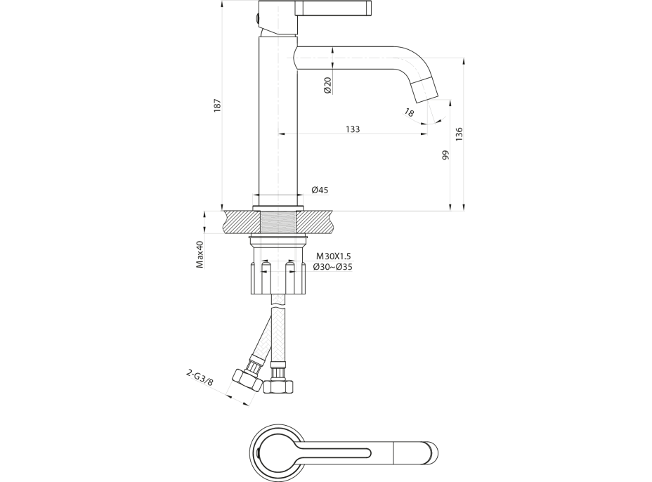 Sapho ICONIC stojanková umývadlová batéria, meď mat AF002PG
