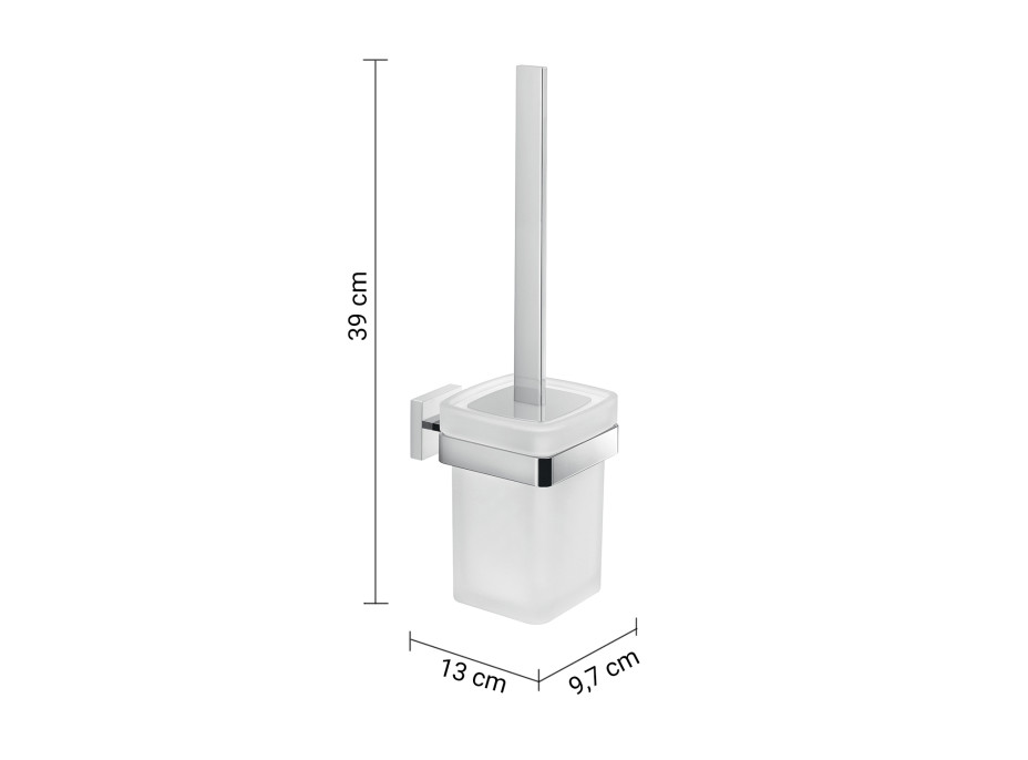 Gedy ELBA WC kefa závesná, mliečne sklo, chróm A033313