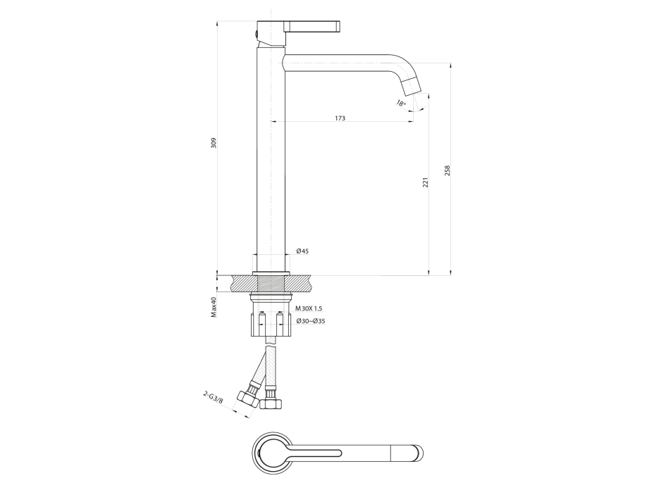 Sapho ICONIC stojanková umývadlová batéria vysoká, meď mat AF006PG