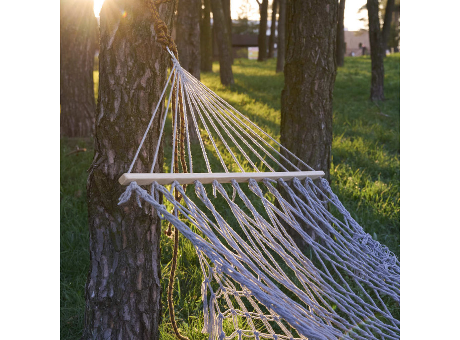 Záhradná hojdacia sieť BOHO so strapcami - 200 cm - šedá