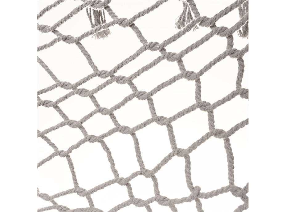 Záhradná hojdacia sieť BOHO so strapcami - 200 cm - šedá
