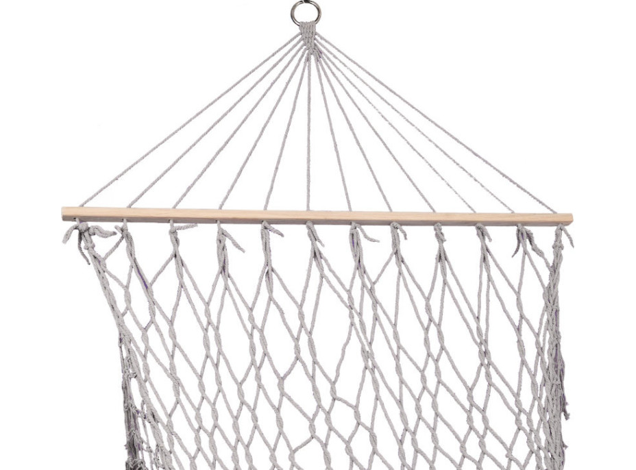 Záhradná hojdacia sieť BOHO so strapcami - 200 cm - šedá