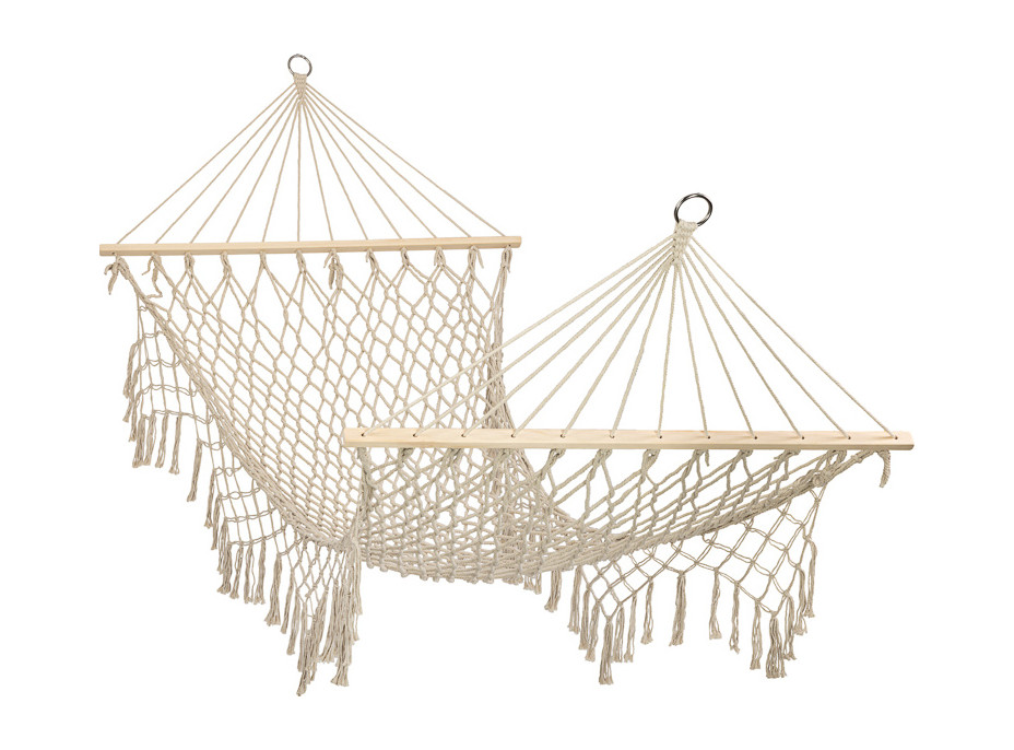 Záhradná hojdacia sieť BOHO so strapcami - 200 cm - ecru