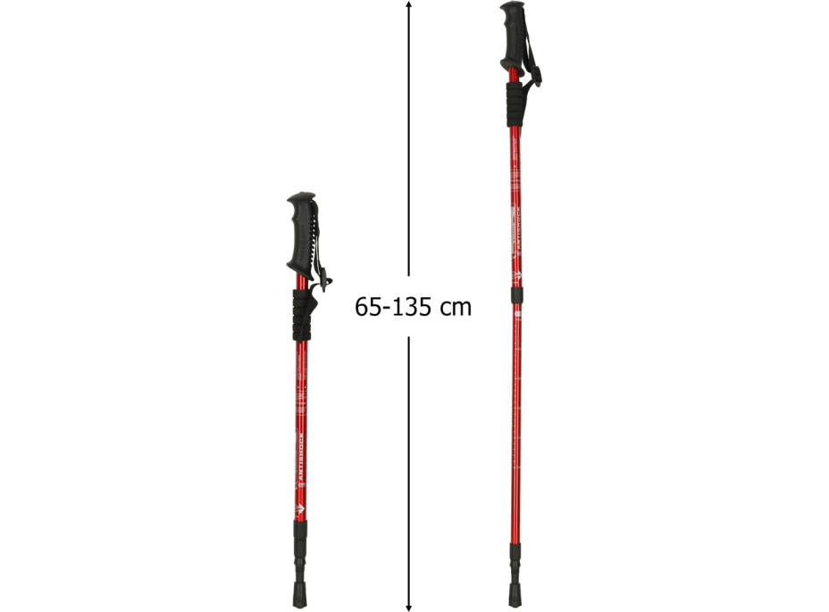 Nordic walking palice skladacie 2 kusy - červené