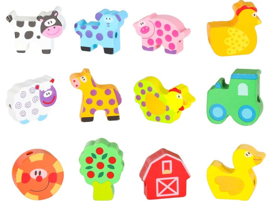 Drevené korálky na navliekanie - Zvieratká