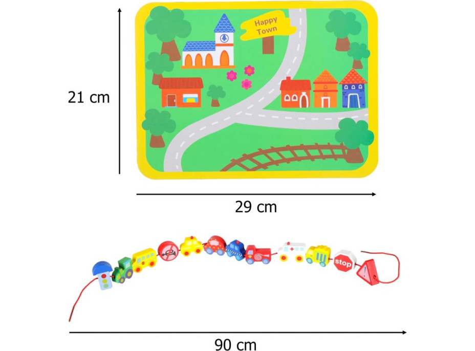 Drevené korálky na navliekanie - Autíčka a značky