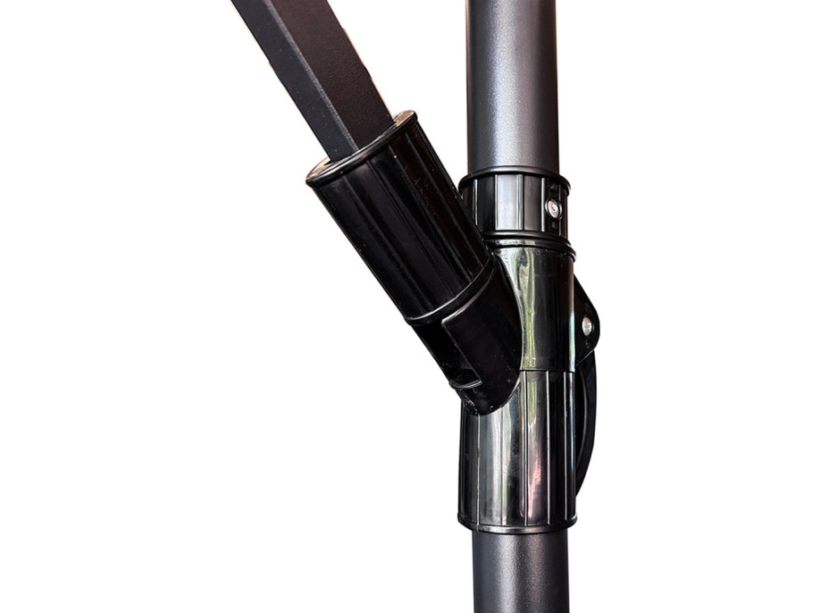 Skladací záhradný slnečník LUARO s predlžovacím ramenom - 290 cm - čierny