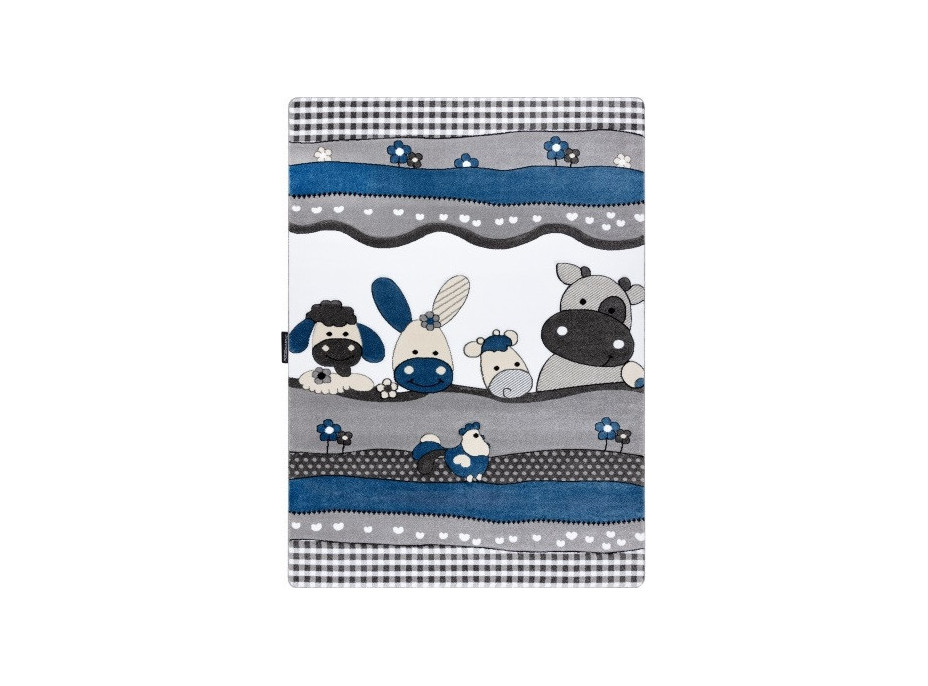 Detský kusový koberec Petit Farm animals blue, 120x170 cm