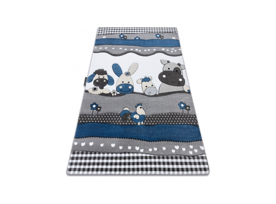 Detský kusový koberec Petit Farm animals blue, 120x170 cm