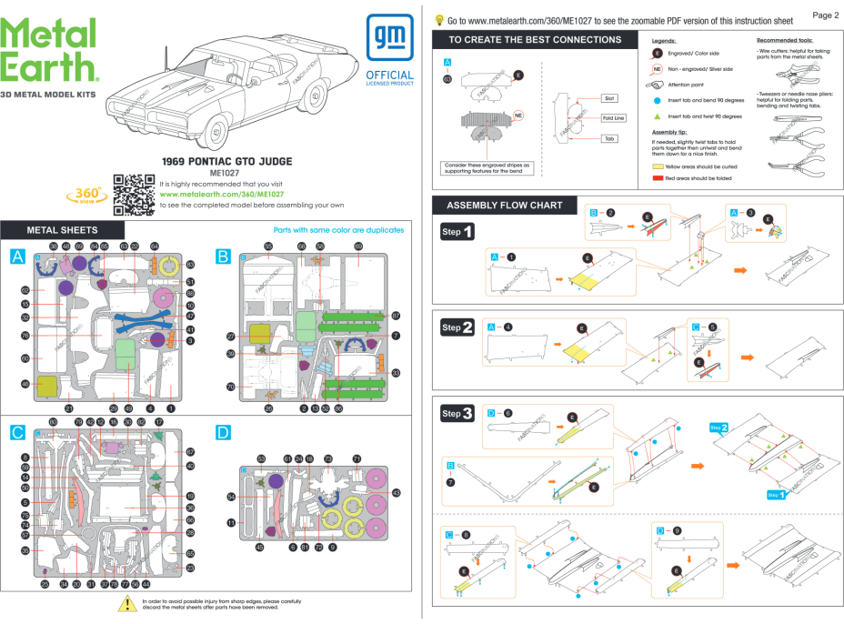 METAL EARTH 3D puzzle 1969 Pontiac GTO Judge