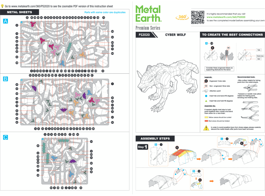 METAL EARTH 3D puzzle Premium Series: Kybernetický vlk