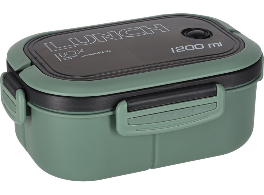 Obedový box s priehradkami 1200 ml - zelený