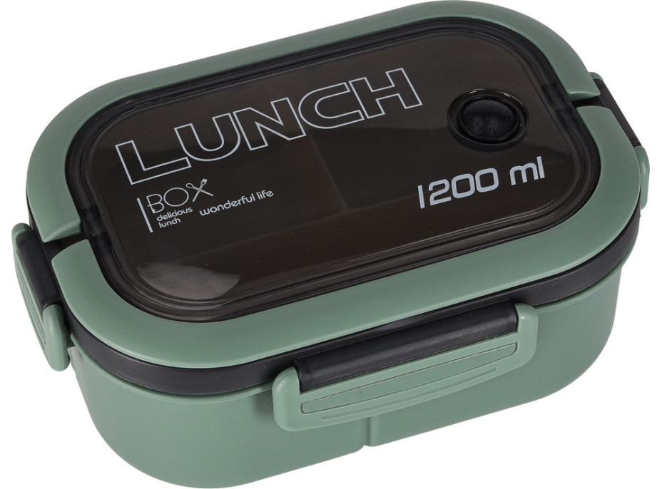 Obedový box s priehradkami 1200 ml - zelený