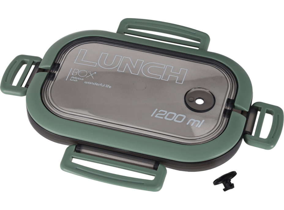 Obedový box s priehradkami 1200 ml - zelený