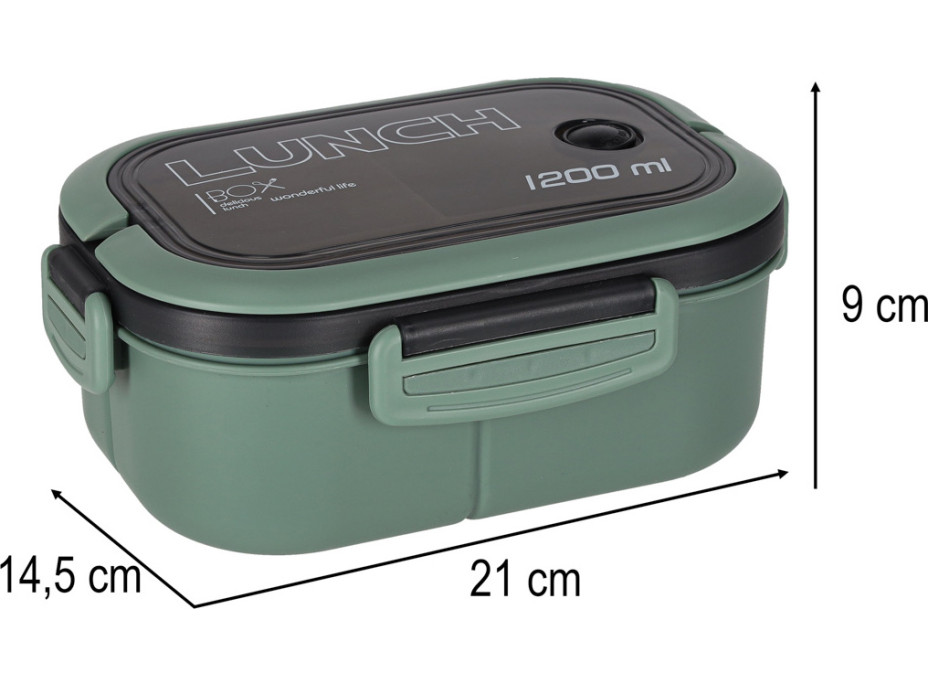 Obedový box s priehradkami 1200 ml - zelený