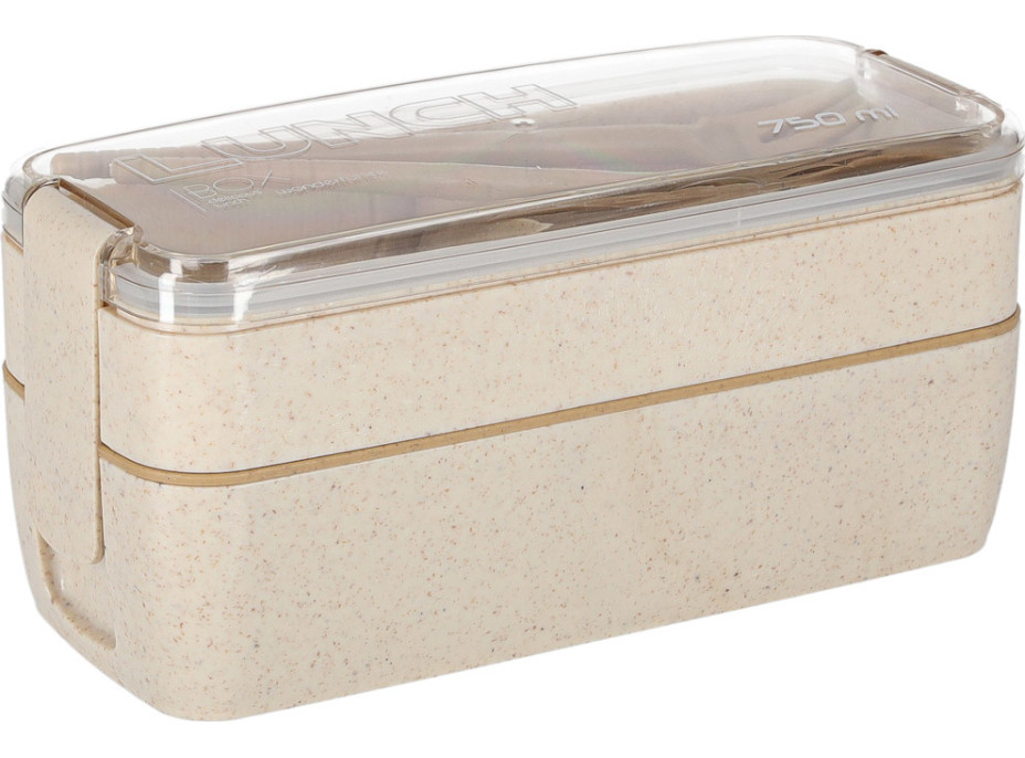 Olovrantový box s priehradkami 750 ml - béžový