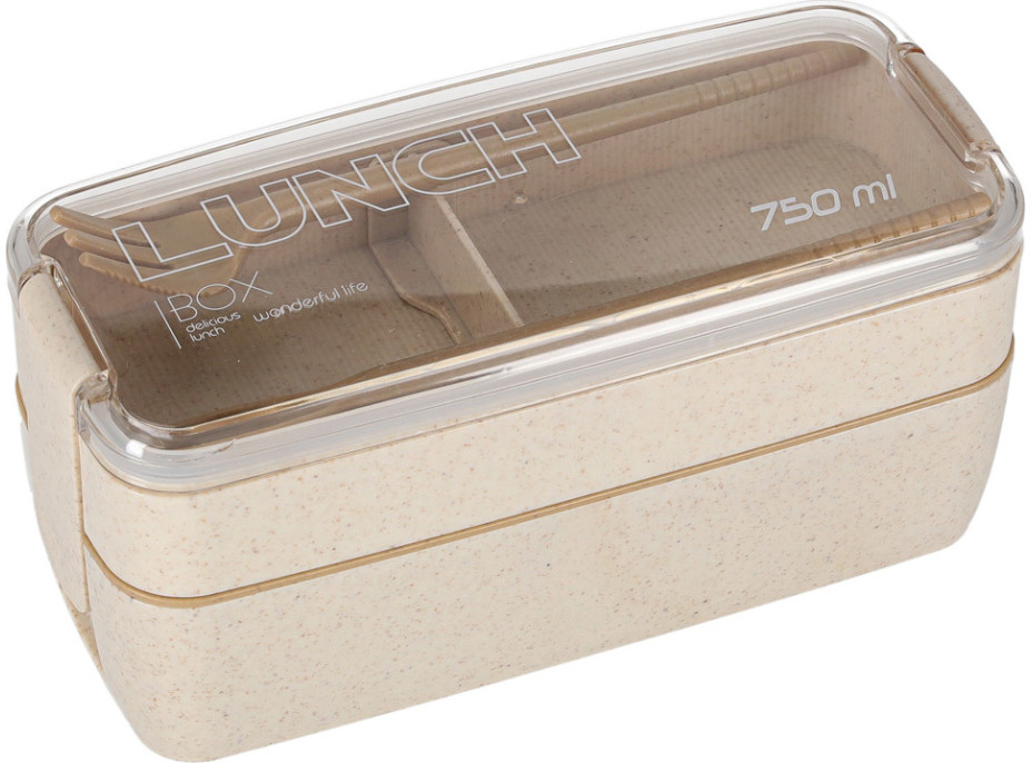 Olovrantový box s priehradkami 750 ml - béžový